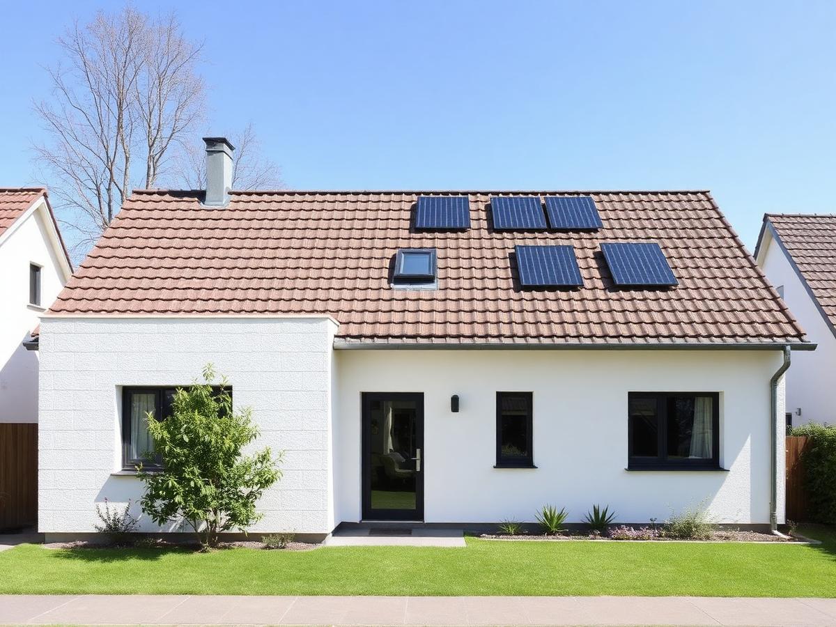 Haus mit ungenutztem Dach ohne Solaranlage